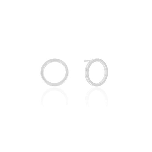 Brinco Argola Frontal Lisa 1.4 cm Ródio Branco