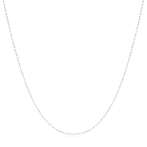 Gargantilha Longa Bolinhas 1.5 mm Ródio Branco