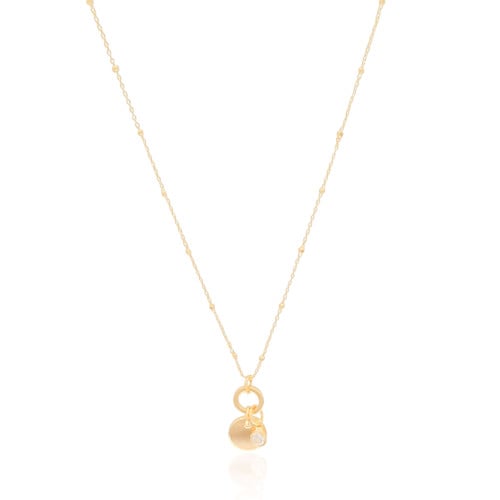 Gargantilha Detalhes Pingente Redondo Ponto de Luz Banhado a Ouro 18K