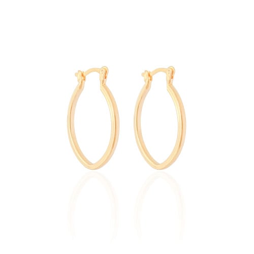Brinco Argola Elíptico Fecho Italiano 2.8 cm Banhado a Ouro 18K