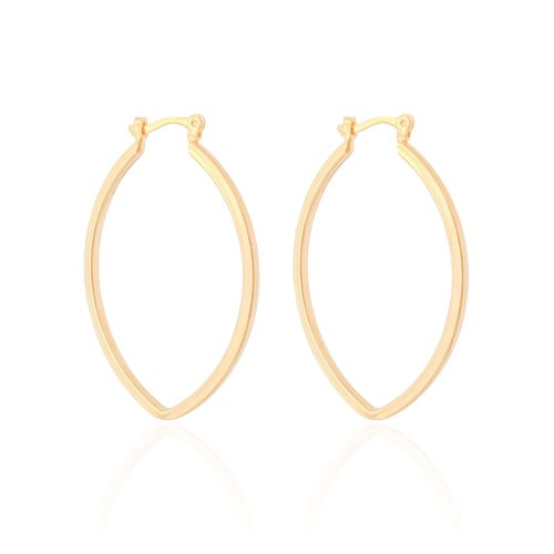 Brinco Argola Fecho Italiano Reta Elíptico Lisa 4.4cm Banhado a Ouro 18K