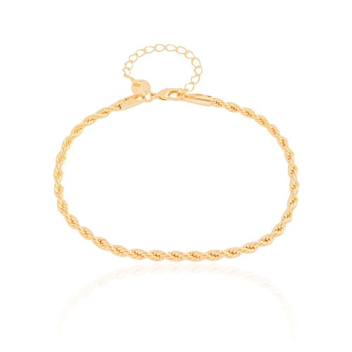 Pulseira Cordão Baiano 3 mm Banhado a Ouro 18K