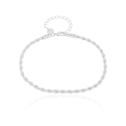 Pulseira Cordão Baiano 3 mm Ródio Branco