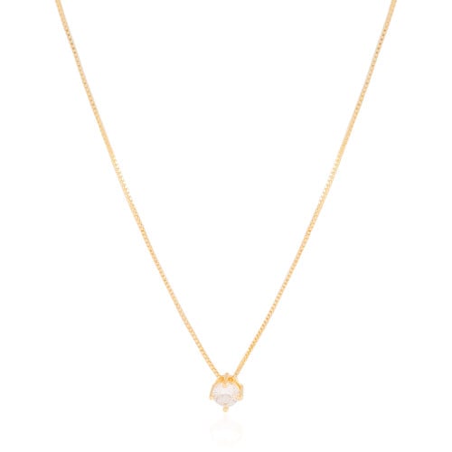 Gargantilha Veneziana Ponto de Luz Cristal Banhado a Ouro 18K
