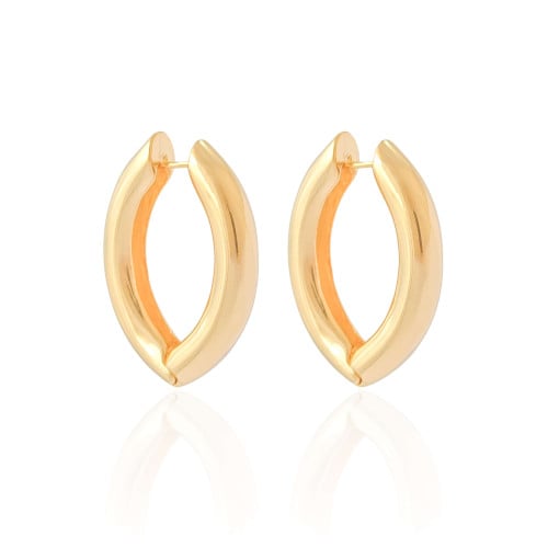 Brinco Argola Tubo Oval Lisa 3.4 cm Banhado a Ouro 18K