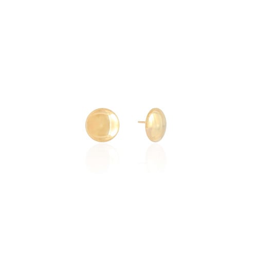 Brinco Redondo Achatado 1.3 cm Banhado a Ouro 18K