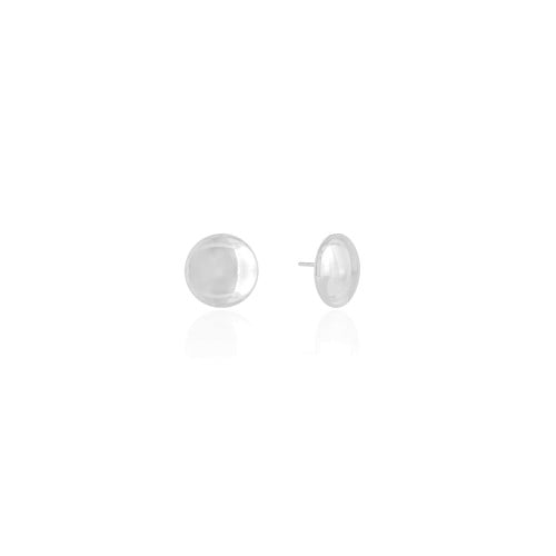 Brinco Redondo Achatado 1.3 cm Ródio Branco