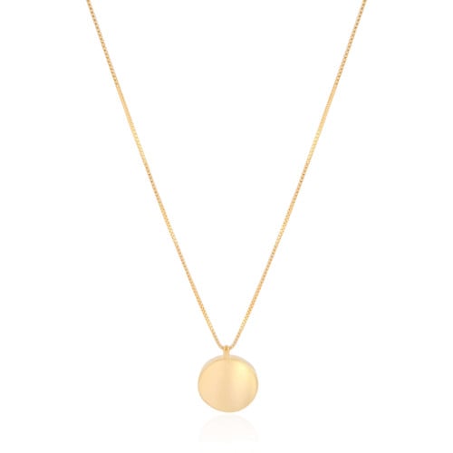 Gargantilha Veneziana com Pingente Redondo Liso Banhado a Ouro 18K - 45 cm