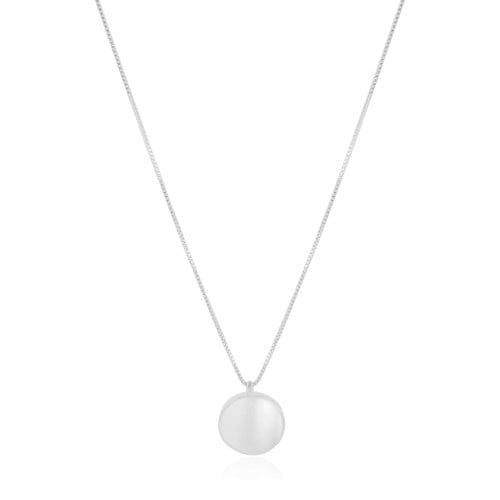 Gargantilha Veneziana com Pingente Redondo Liso Ródio Branco - 45 cm