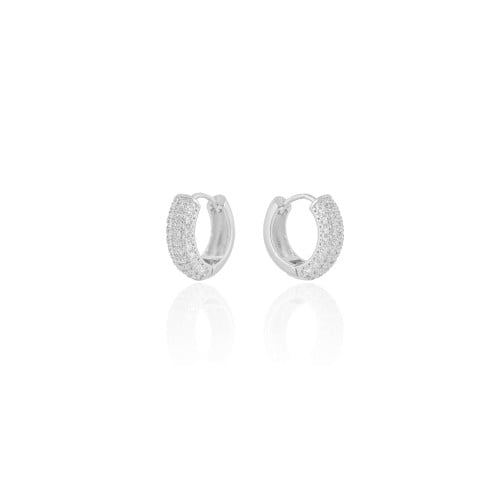 Brinco Argola Cravejado Cristal 1.6 cm Ródio Branco