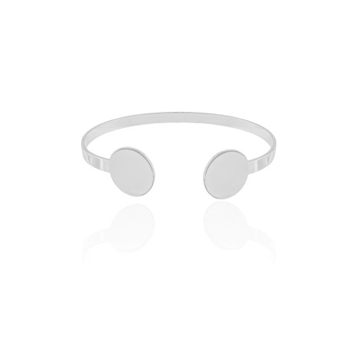 Bracelete Detalhe Redondo Liso 4 mm Ródio Branco