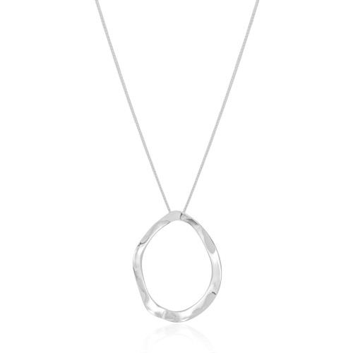 Gargantilha Veneziana Oval Ondas Ródio Branco
