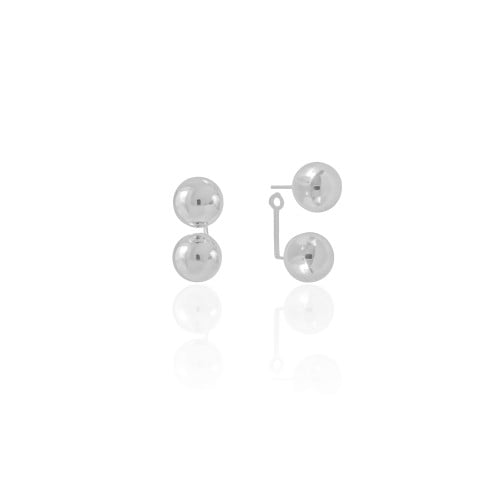 Ear Jacket Bola Lisa 9 mm Ródio Branco