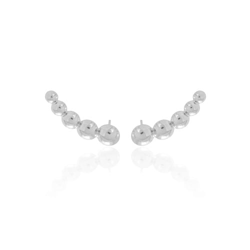 Ear Cuff Bolas Lisas 3.0 cm Ródio Branco