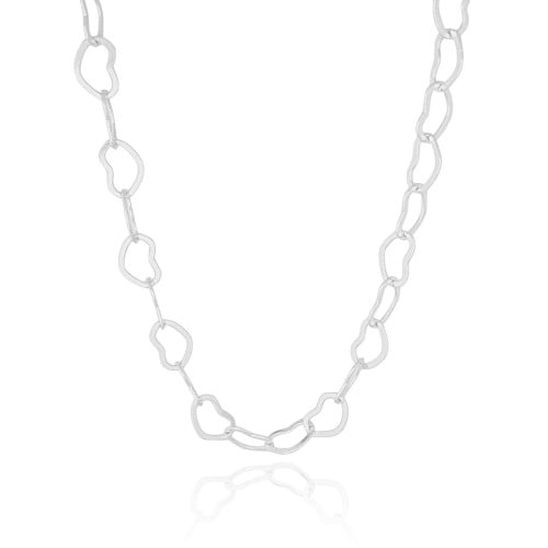 Choker Corações Vazados Ródio Branco