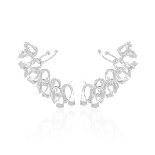 Ear Cuff Folha Ródio Branco