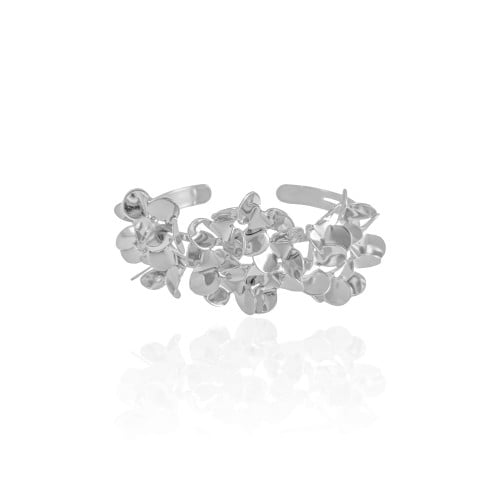 Bracelete Flores Lisas Ródio Branco
