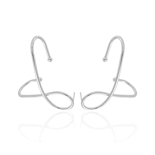 Ear Cuff em X Ródio Branco