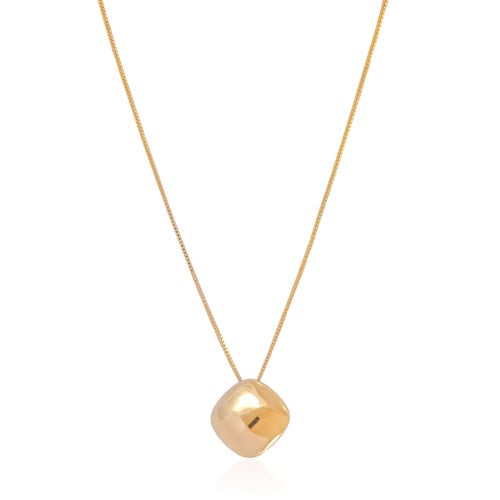 Gargantilha Veneziana Quadrado Abaulado Liso Banhado a Ouro 18K