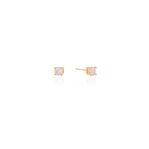 Brinco Ponto de Luz 5 mm Cristal Banhado a Ouro 18K