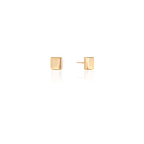 Brinco Quadrado Liso Banhado a Ouro 18K