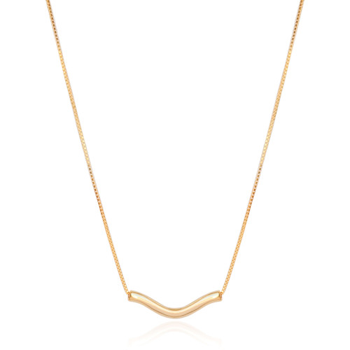Gargantilha Veneziana Pingente Ondulado Banhado a Ouro 18K - 50 cm