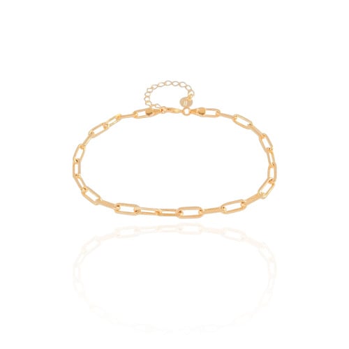 Tornozeleira Elos Ovais Banhado a Ouro 18K