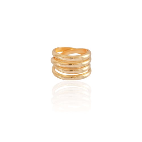 Anel Filetes Entrelaçados Tamanho 16 Banhado a Ouro 18K