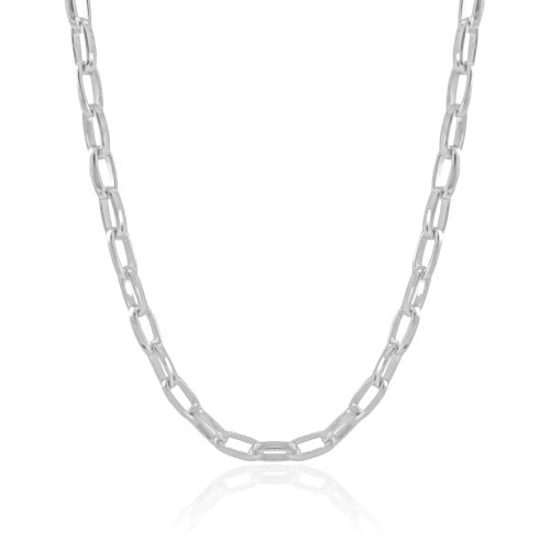 Choker Elos Ovais Lisos Ródio Branco
