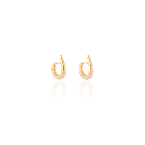 Brinco Argola Click Gota Lisa 1.4 cm Banhado a Ouro 18K