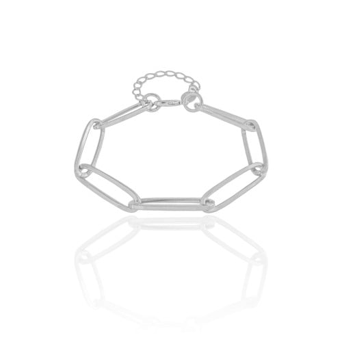 Pulseira Elos Ovais Ródio Branco