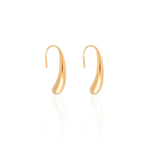 Brinco Passante Gota Lisa Banhado a Ouro 18K