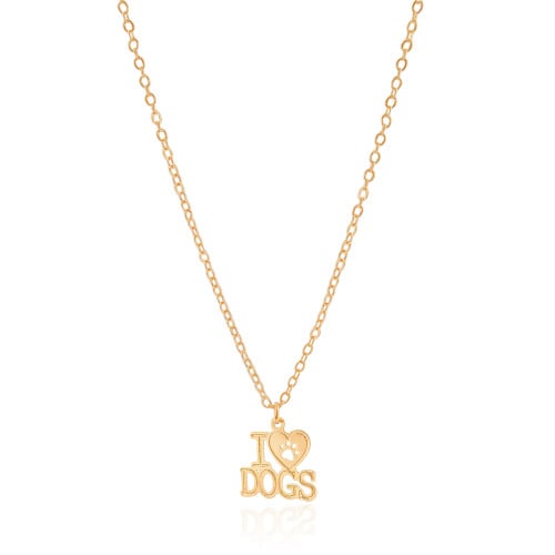 Gargantilha Elos Americanos I Love Dogs Banhado a Ouro 18K