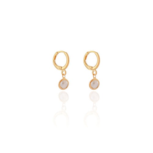 Brinco Argola Click Pérola 2.2 cm Banhado a Ouro 18K