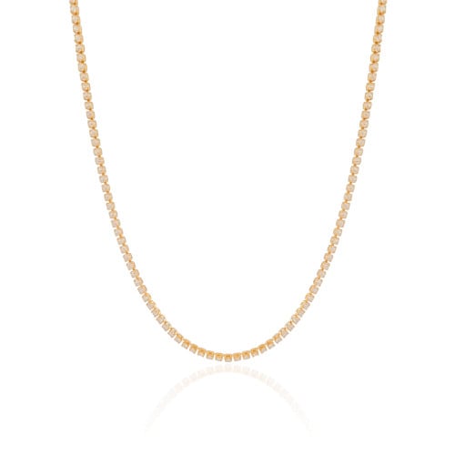 Choker Riviera Cristal 1.75 mm Banhado a Ouro 18K