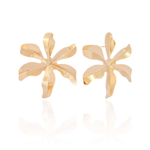 Brinco Flor Lisa Banhado a Ouro 18K