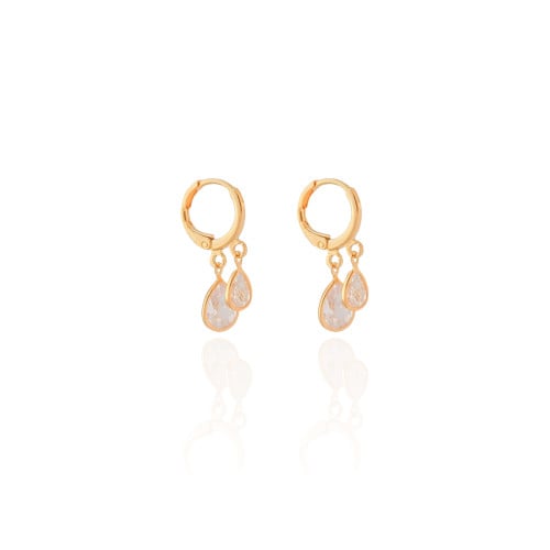 Brinco Argola Click Gotas Zircônias 2.5 cm Banhado a Ouro 18K