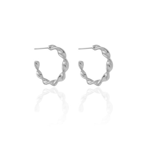 Brinco Argola Torcida 2.7 cm Ródio Branco