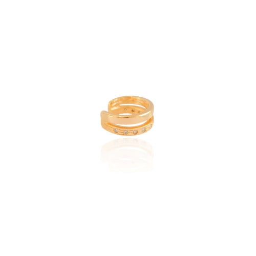 Piercing Dois Filetes Cravejado Cristal Banhado a Ouro 18K