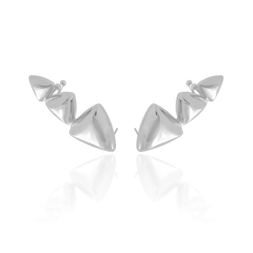Ear Cuff Triângulos Lisos Ródio Branco