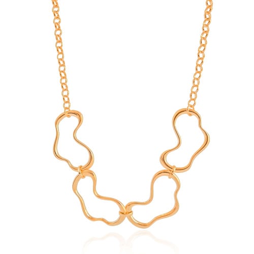 Gargantilha Elos Portugueses Orgânico Vazado Banhado a Ouro 18K