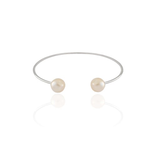Bracelete Pérolas Ródio Branco