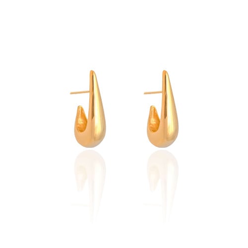 Brinco Argola Gota Lisa 3cm Banhado a Ouro 18K