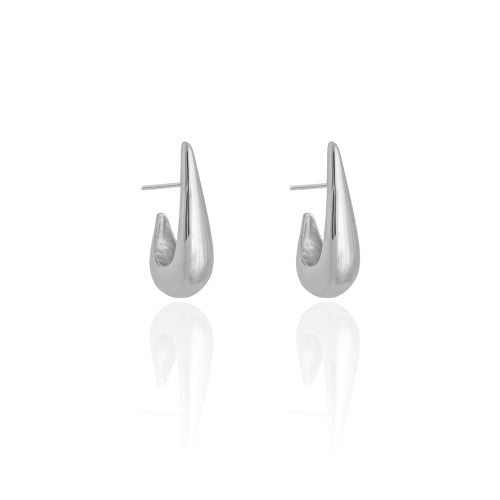 Brinco Argola Gota Lisa 3cm Ródio Branco