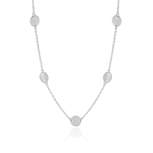 Choker Elos Plaquinhas Lisas Ródio Branco - 35 cm