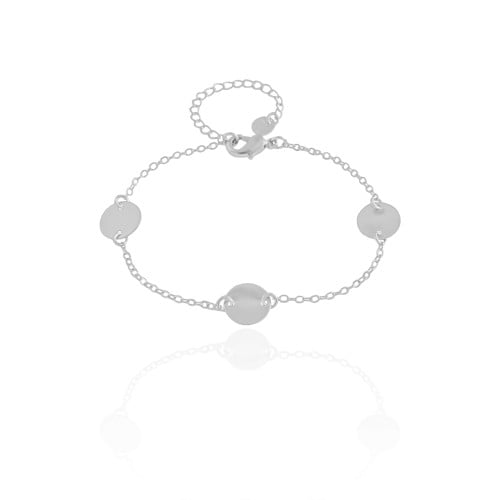 Pulseira Elos Plaquinhas Lisas Ródio Branco