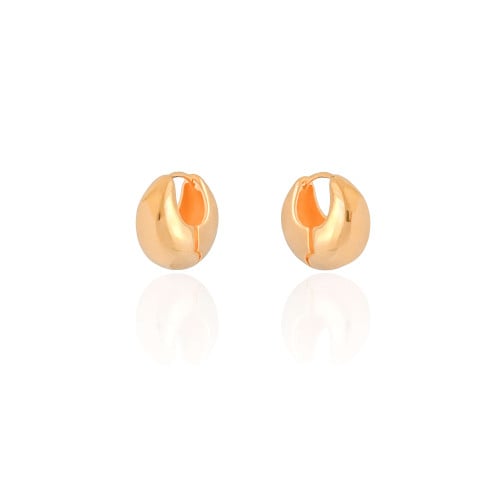 Brinco Argola Click Abaulada Lisa 1.7 cm Banhado a Ouro 18K