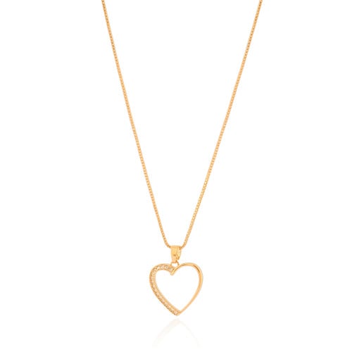 Gargantilha Veneziana Coração Cravejado Cristal Banhado a Ouro 18K - 45 cm