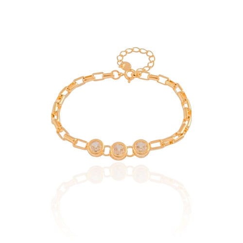 Pulseira Elos Pontos de Luz Cristal Banhado a Ouro 18K - 16 cm