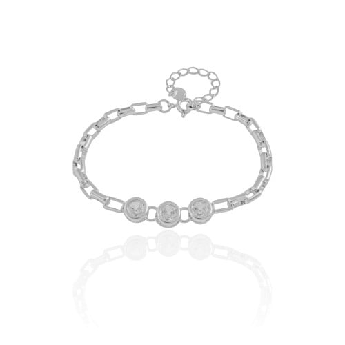 Pulseira Elos Pontos de Luz Cristal Ródio Branco - 16 cm